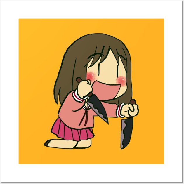 osaka with double knives azumanga daioh meme Wall Art by mudwizard